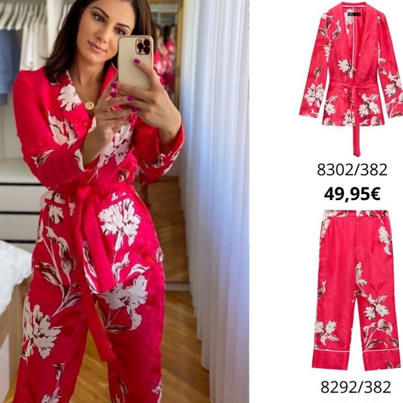 Cropped printed silky pants - Picture 4 of 8